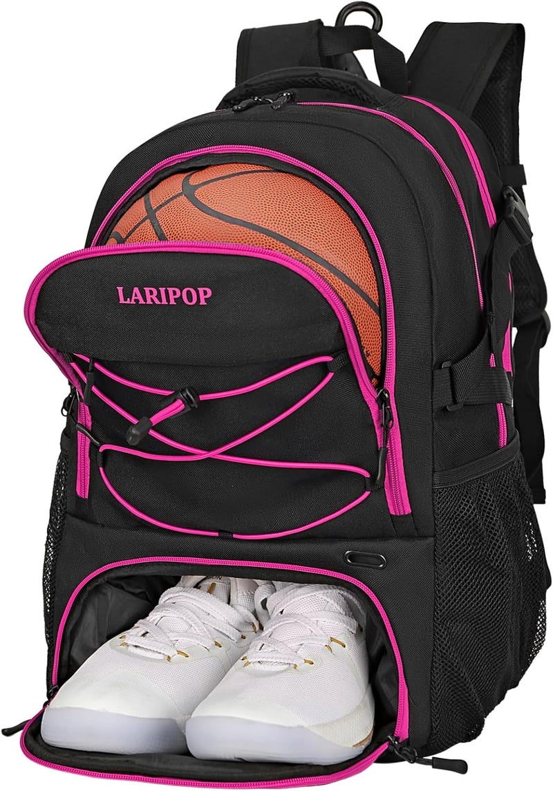 LARIPOP Basketball Backpack, Large Sports Bag with Ball Holder & Shoes Compartment, Basketball Bag for Soccer,Volleyball, - Image 1